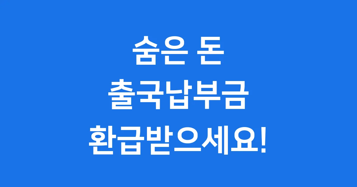 출국납부금환급서비스 신청방법 자격조건