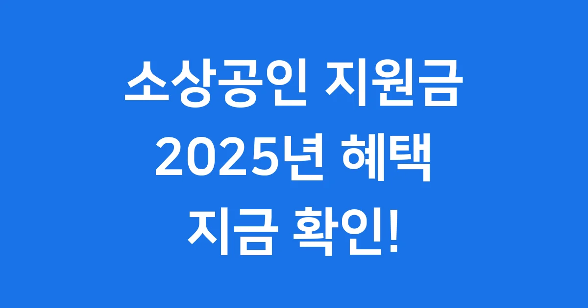 2025년 소상공인 지원금 신청 자격 알아보기